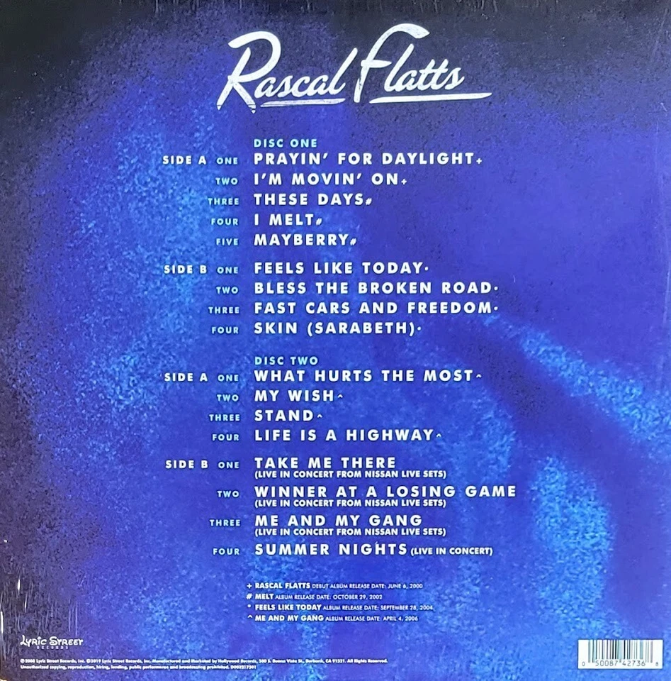 RASCAL FLATTS GREATEST HITS, VOL. 1 - VINYL 2-LP SET " NEW, SEALED " - Image 2 of 2
