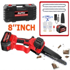 8" Mini Handheld Electric Chainsaw Cordless Chain Saw Battery Power Wood Cutter