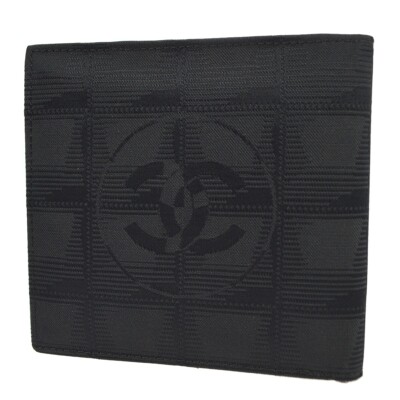 mammam Chanel Travel Line Bifold Wallet Purse Black 59688 | eBay