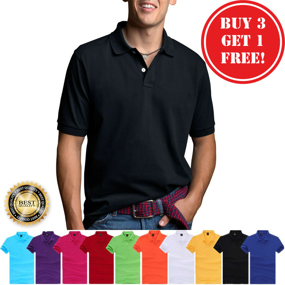 Men's Polo Shirt Golf Sports Cotton Short Sleeve Jersey Casual Plain T-Shirt