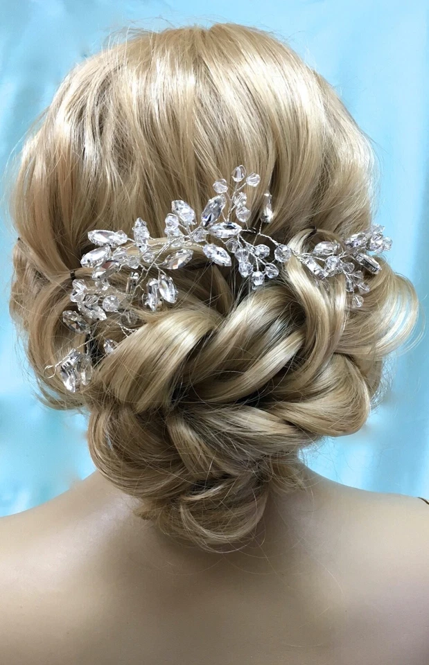 Peça de cabeça feminina de cristal para casamento, pente de cabelo de strass nupcial - Imagem 2 de 2