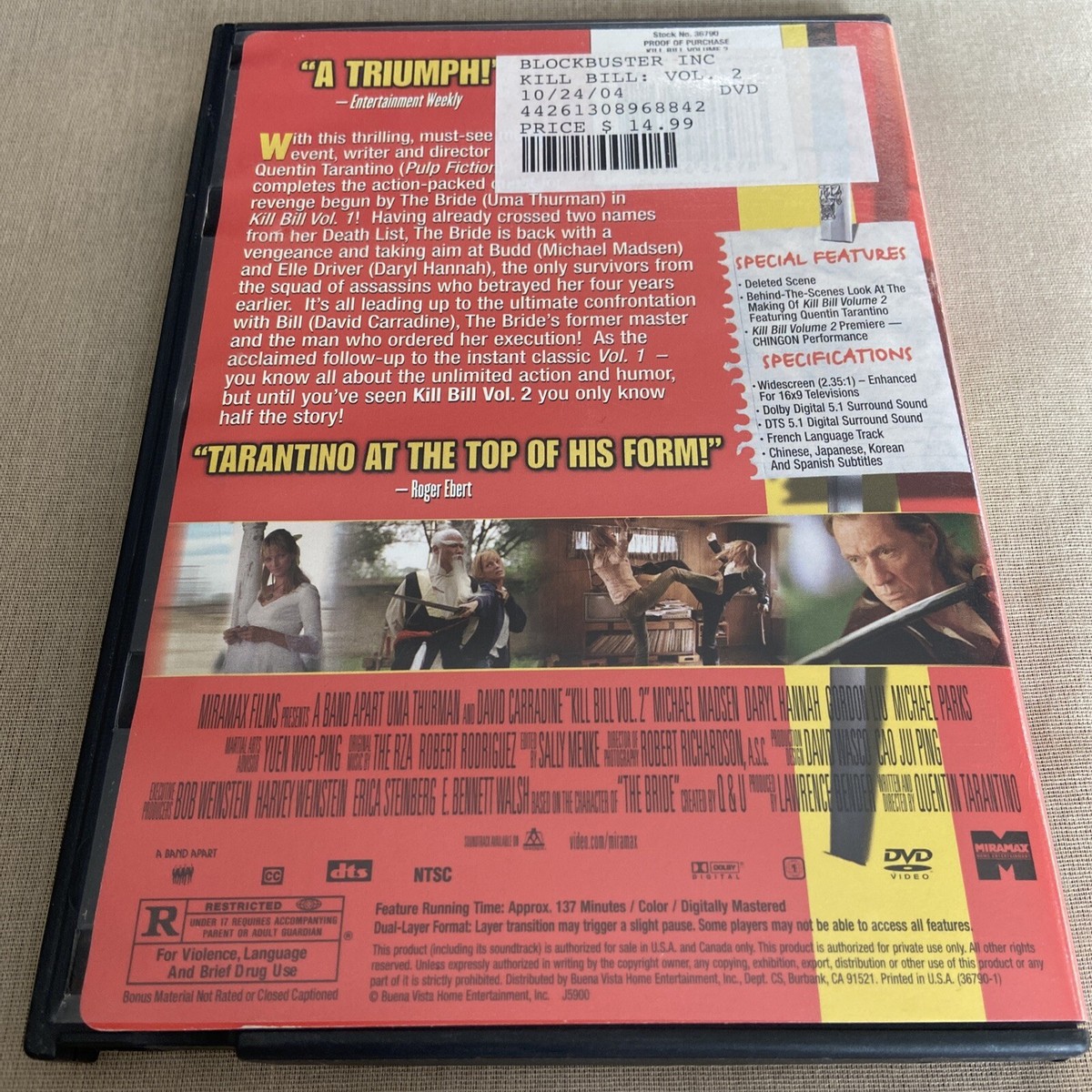 Kill Bill Vol. 1 & 2 (DVD 2-Film Blockbuster Set) Quentin
