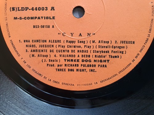 THREE DOG NIGHT CYAN 1974 HI-FI STEREO UNIQ CVR BLUE-TINTED BCK CVR CHILEAN PRS! - Picture 11 of 18