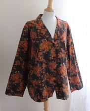 Cj Banks Sz 2x Brown Orange Fall Floral Lightweight Stretch Longer Jacket