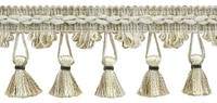 DÉCopro Quastenfransenborte Rayon Elfenbein Sandy Ivory Farbe# P58 (1 Yard)