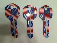 American Flag (Style B) Key Blank - 3 pack, KW-1 Uncut