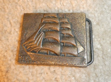 Vintage Brass Mast Ship Belt Buckle 2 1/2" Wide