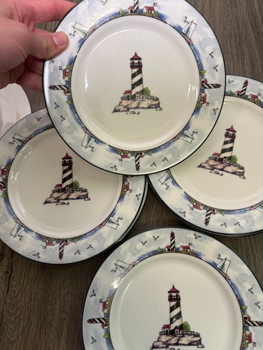 Totally Today Coastal Lighthouse 7,5" Salat Dessert Teller - 7er Set - Maritim - Bild 7 von 7