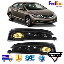 For 2013-2015 Honda Civic 4 Door Sedan Fog Lights Driving Lamp Kit Yellow Lens