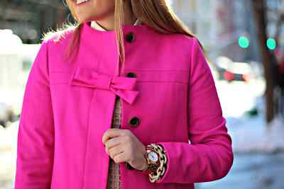 J Crew Hot Pink Cocoon Gori Nello Wool Cashmere Bow Coat Jacket