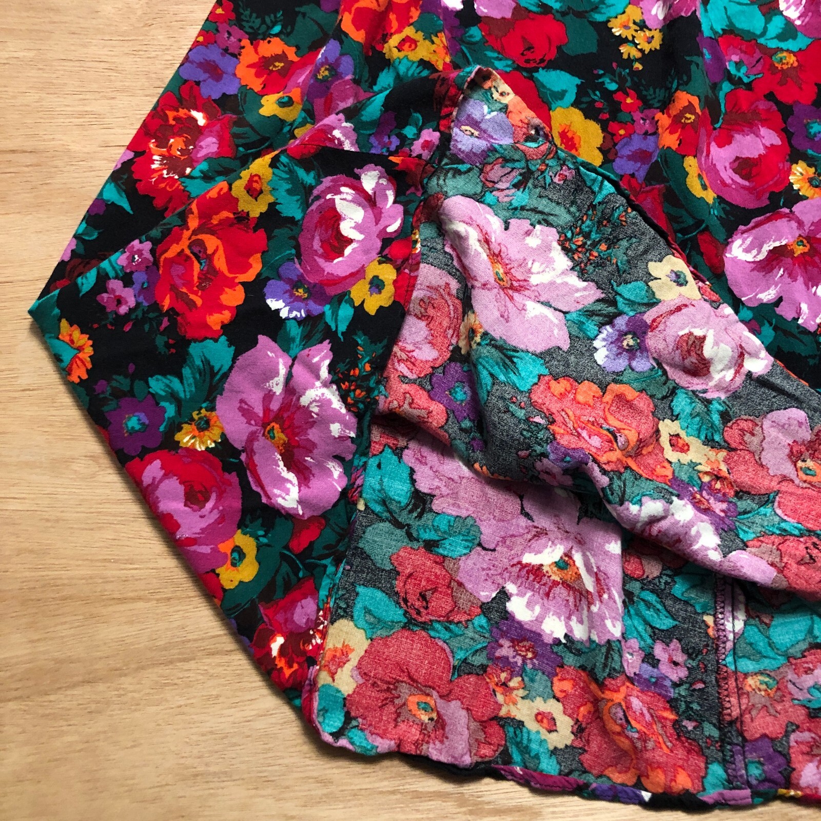 vtg 80s REO Originals Fit N Flare Day Dress Sz 10 Garden Floral Wide Waist Pckts