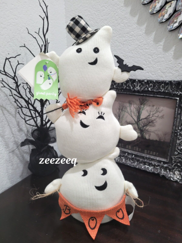 Halloween Ghost Party Stacked Trio Ghost Shelf Sitter Tabletop Decor 17" - Picture 1 of 5