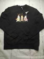 Holiday Editions Halloween Cat Witch Embroidered Sweatshirt Womens Size M