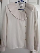 Steampunk Victorian Goth Civil War Costume Edwardian Blouse 12 White Big Collar