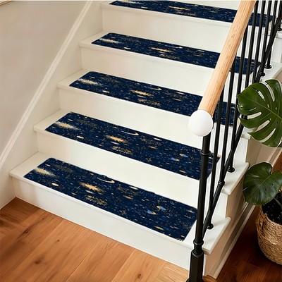 Starry Sky Pattern Diatom Mud Stair Tread Mat, Suitable for Wooden Stairs, Vil