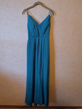 DAVIDS BRIDAL peacock blue diamond embellished maxi dress sz 0