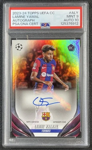 LAMINE YAMAL PSA 9 2023-24 TOPPS UCC #A-LY ROOKIE DNA 10 AUTO RC BARCELONA 912