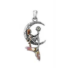 Mermaid Luna on Crescent Moon Pewter Pendant Fantasy Jewelry New