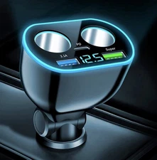 Cigarette Lighter Adapter, Car Cigarette Lighter Splitter Fast Charging USB 