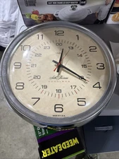 Vintage Seth Thomas 24 Hr Military Chrome Bubble Face Wall Clock 14.25" D