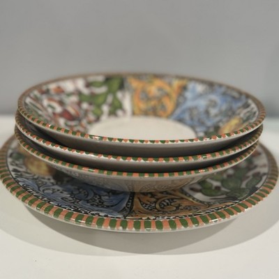 CERAMICHE ITALIA MADE IN ITALY MOSAIC 14'' CERAMIC DEEPSERVING (3 bowls, 1 plate)