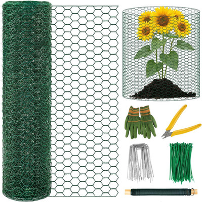 Convivium Plant Protectors from Animals, 0.8mm Free-Cut Green Chicken Wire Mesh,