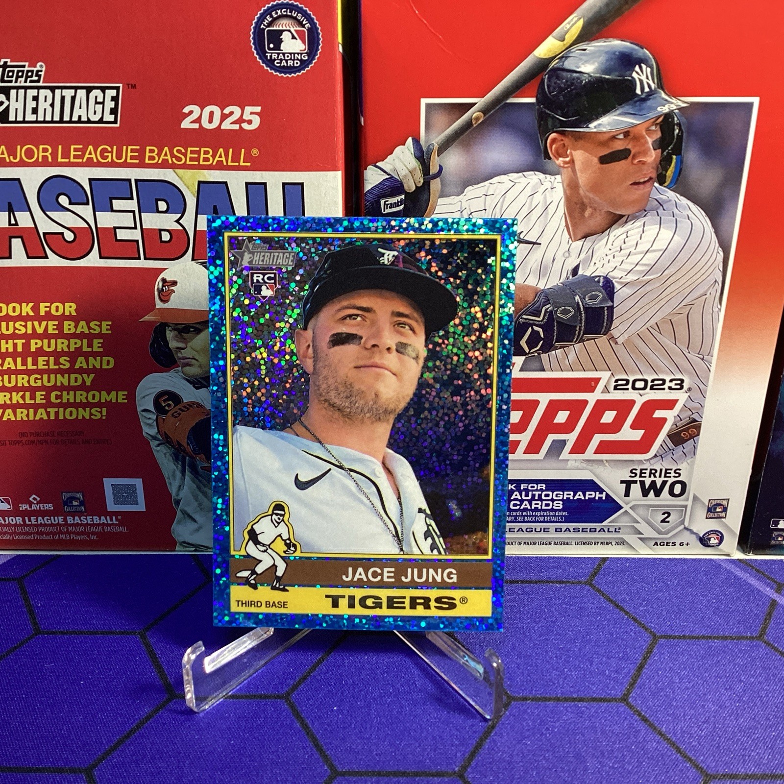 2025 Topps Heritage Chrome Light Blue Sparkle #71 Jace Jung Detroit Tigers RC
