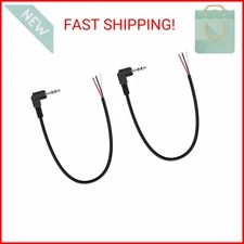 Fancasee 2-Pack 3.5mm 1/8" to Speaker Wire TRS Stereo Right Angle Male Plug to B