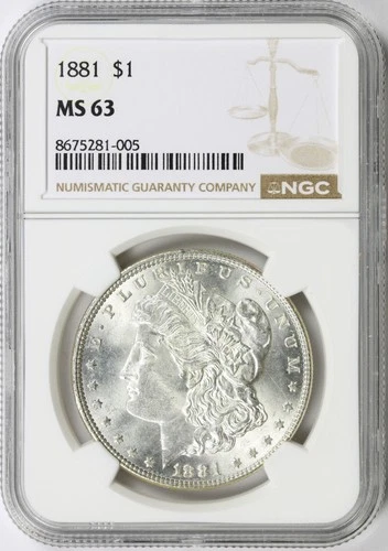 1881 $1 Morgan Dollar NGC MS63