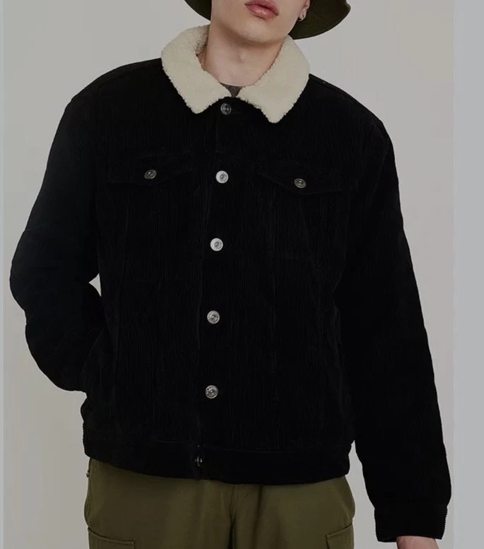 Chaqueta de Camionero BDG Urban Outfitters Para Hombre M Forrada Sherpa Manga Larga NEGRA Foto 2 de 4