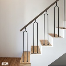 Black Stair Balusters U-shaped Iron Stair Balusters With Adjustable Top Bracket Black Stair Balusters U-shaped Iron Stair Balusters With Adjustable Top Bracket - Image 1