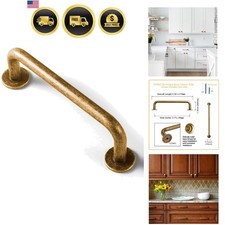 Cabinet Drawer Pulls Vintage Brass Handles Set of 6 Antique Retro Kitchen Har...