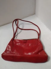 Hobo International Leather Shoulder Bag Red Purse Double Handle Distressed Y