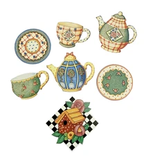 Mary Engelbreit Wallies TEA TIME Prepasted Cutouts NIB with Extras 28 Pieces