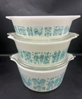 Pyrex VTG 5 Pc Turquoise Amish Butterprint Casserole Dish Set 471 472 473 W/Lids