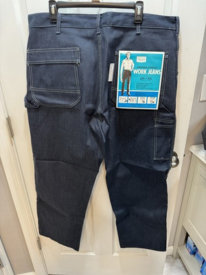 #ad 1960s Sears Deadstock Crisp Dark Denim Tapered Men’s Jeans Size 42x30 New W Tag $21.21