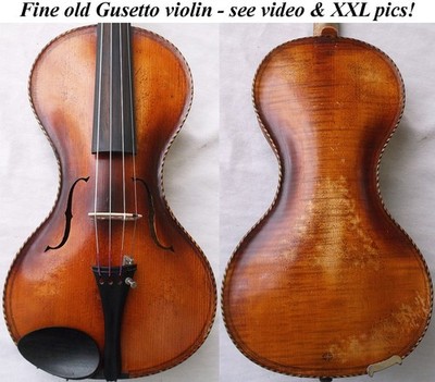 RARE OLD GUSETTO VIOLIN - VIDEO - ANTIQUE GERMAN GUSETO バイオリン скрипка 小提琴 223