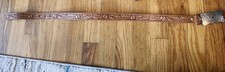 Kids Brown Western Belt with Engraved Buckle, Adjustable, Sears 24-26, Tooled