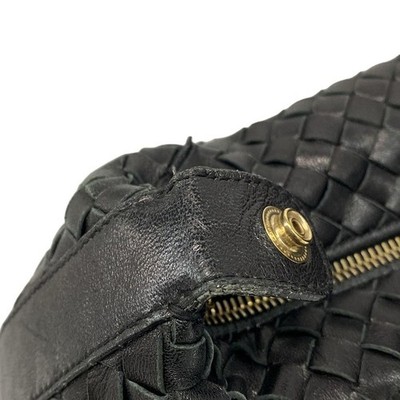 バッグ BOTTEGA VENETA INTRECCIATO LEATHER BAG Bottega Veneta Intrecciato Handbag Black Leather Small Bag 114087