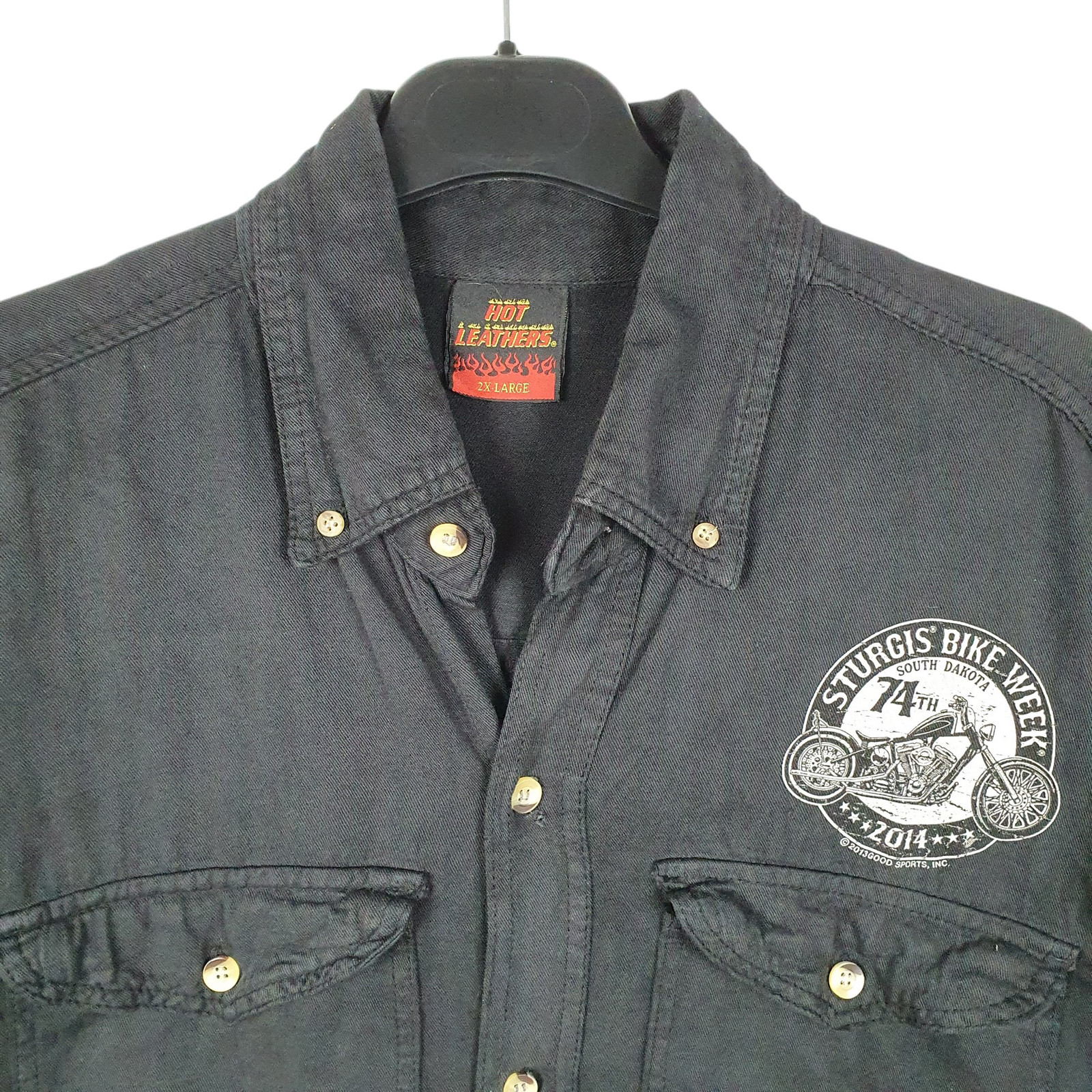 HOT LEATHERS Black Shirt Sturgis Bike Week 2014 USA Biker Sleeveless XXL image 2