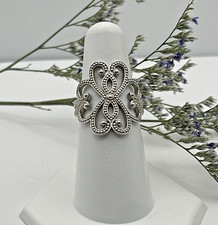 Sterling Silver Granulated Filigree Ring Sz7