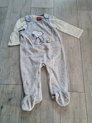 Erstling Set - Strampler & Langarmshirt mit Snoopy *° Peanuts hellgrau Gr. 62/68