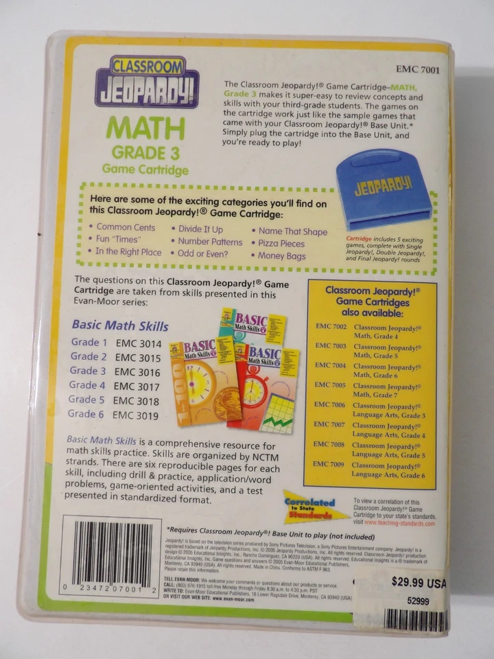 Cartucho de juego de matemáticas Classroom Jeopardy 3er grado Foto 4 de 4