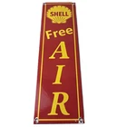 Vintage Shell Gasoline Sign - Free Air Auto Tires Gas Pump Porcelain Sign