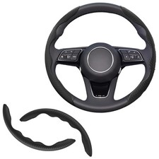 2pcs Universal Fit Carbon Fiber Steering Wheel Cover, Anti-Skid Steering Whee...