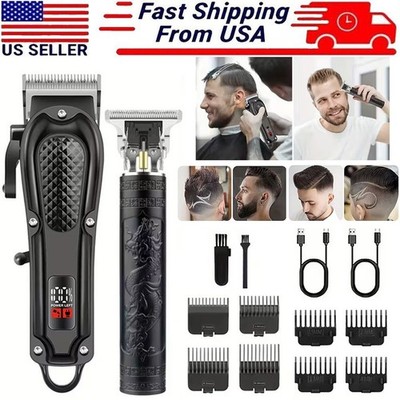 Professional Men Hair Clippers &Barber Clippers and Trimmer Set USB Rechargeable
