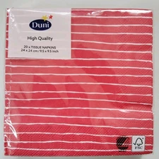 Paper Napkins Red Stripe 20-count 25cm Cocktail Beverage Servietten Duni 