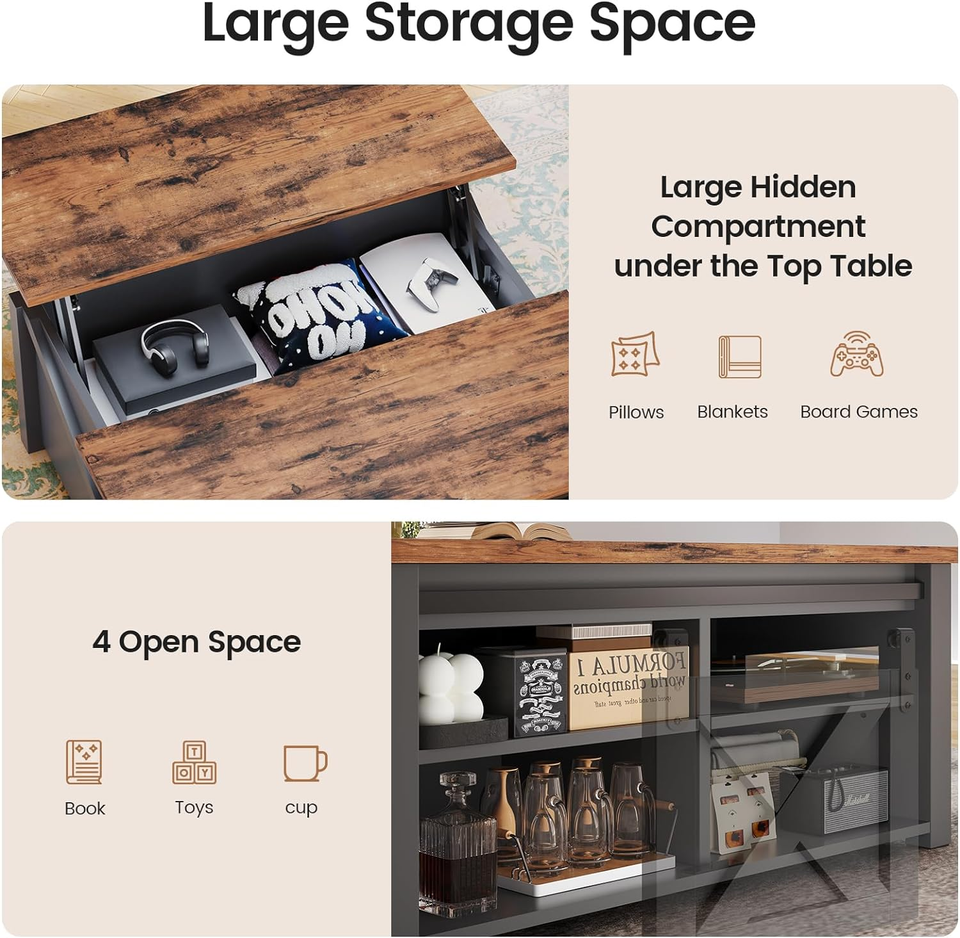 SEDETA 31.5" Lift Top Coffee Table with Storage, Square Coffee Table