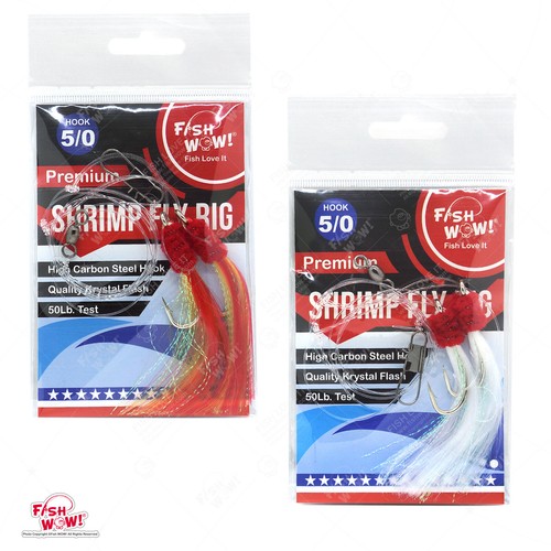 5/0 Fishing Shrimp Fly Rigs Rockfish Rig Ling Cod 2-color Krystal Flash lot - 第 10/10 張圖片