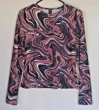 SHEIN Brown Pink Long Sleeve Shirt Large